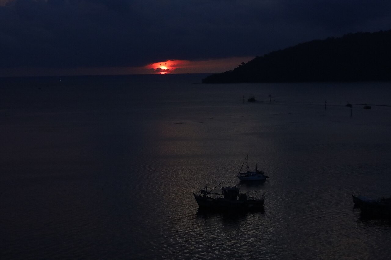 Orange sunset over the sea at Kota Kinabalu